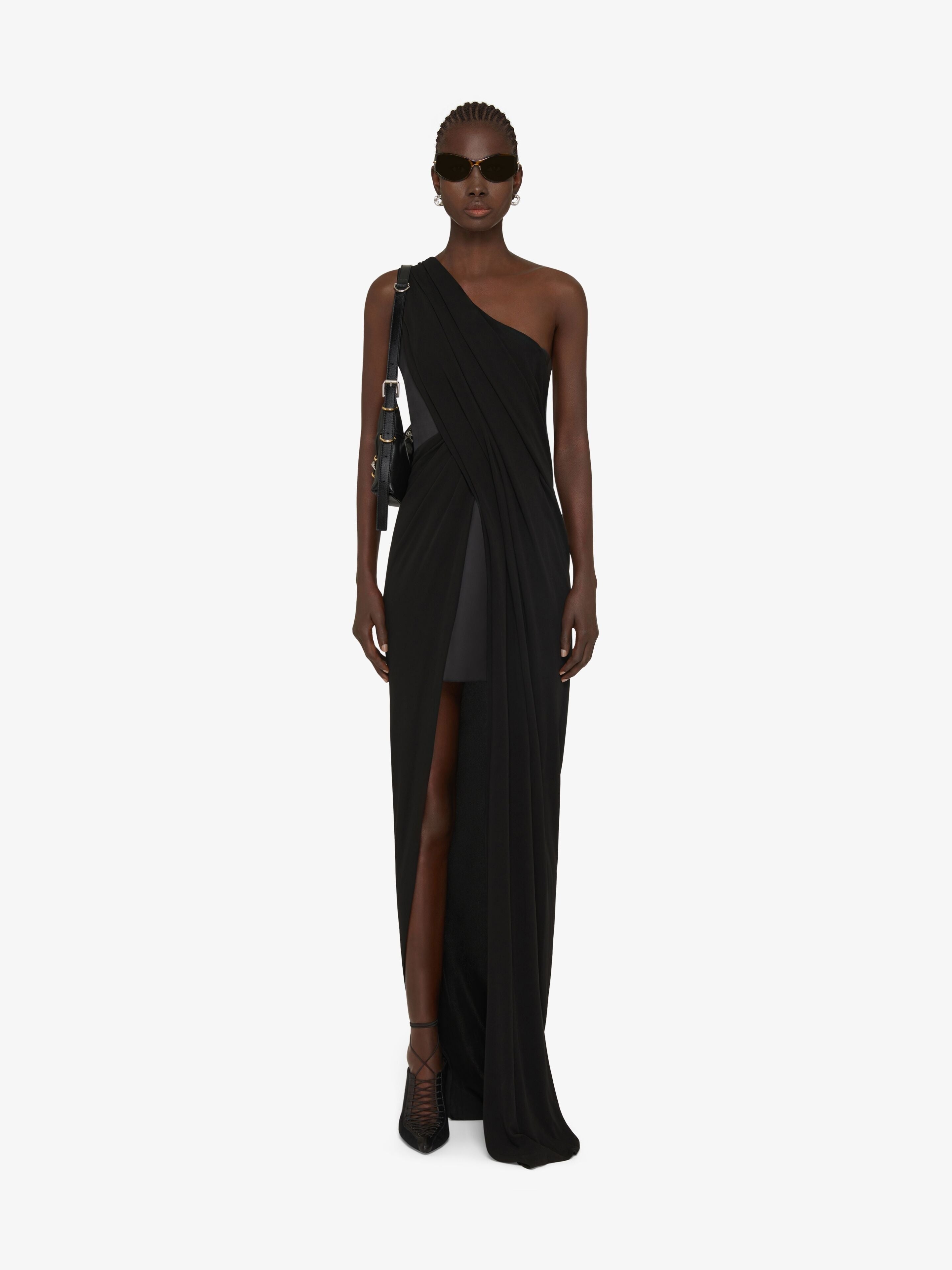 GIVENCHY WOMEN'S BLACK DRAPED ONE-SHOULDER DRESS