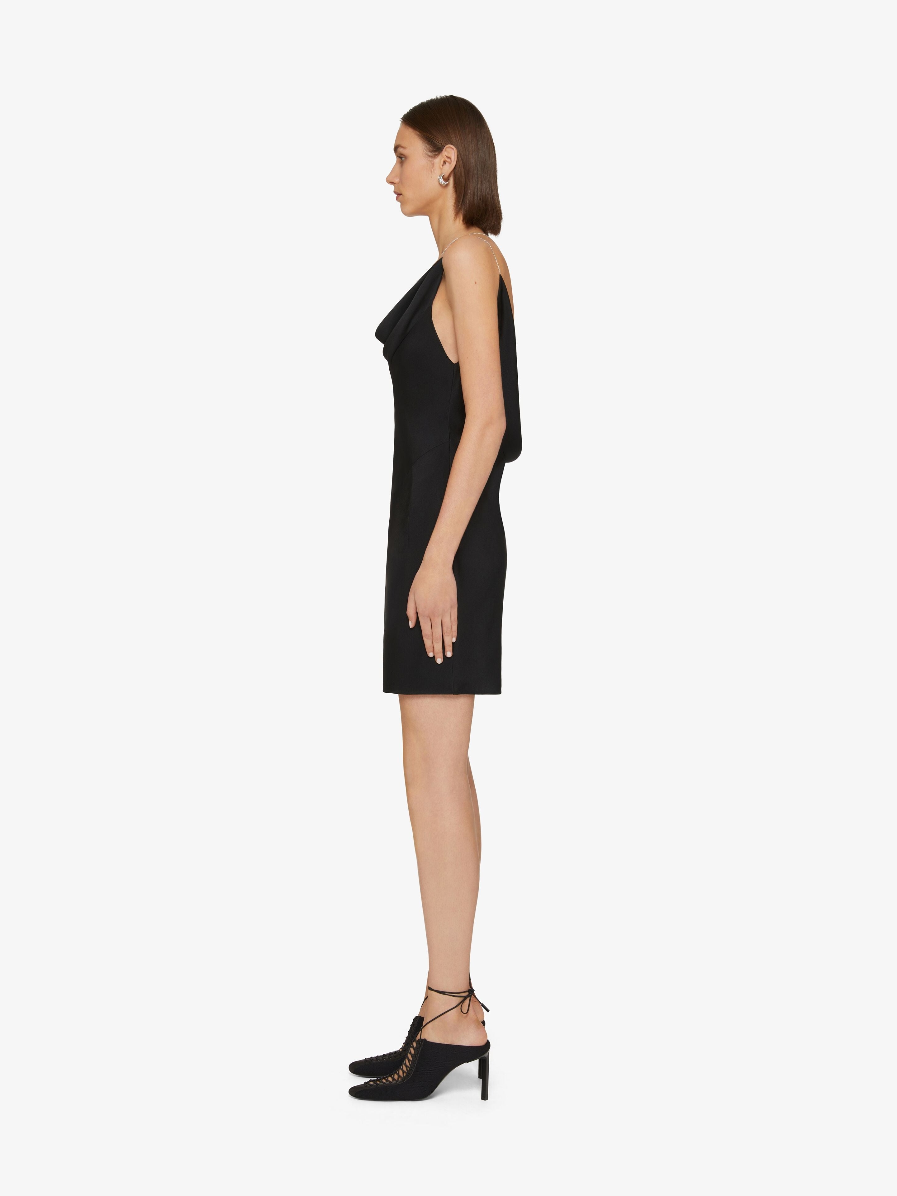 GIVENCHY WOMEN'S BLACK ASYMMETRIC CHAIN STRAP DRESS