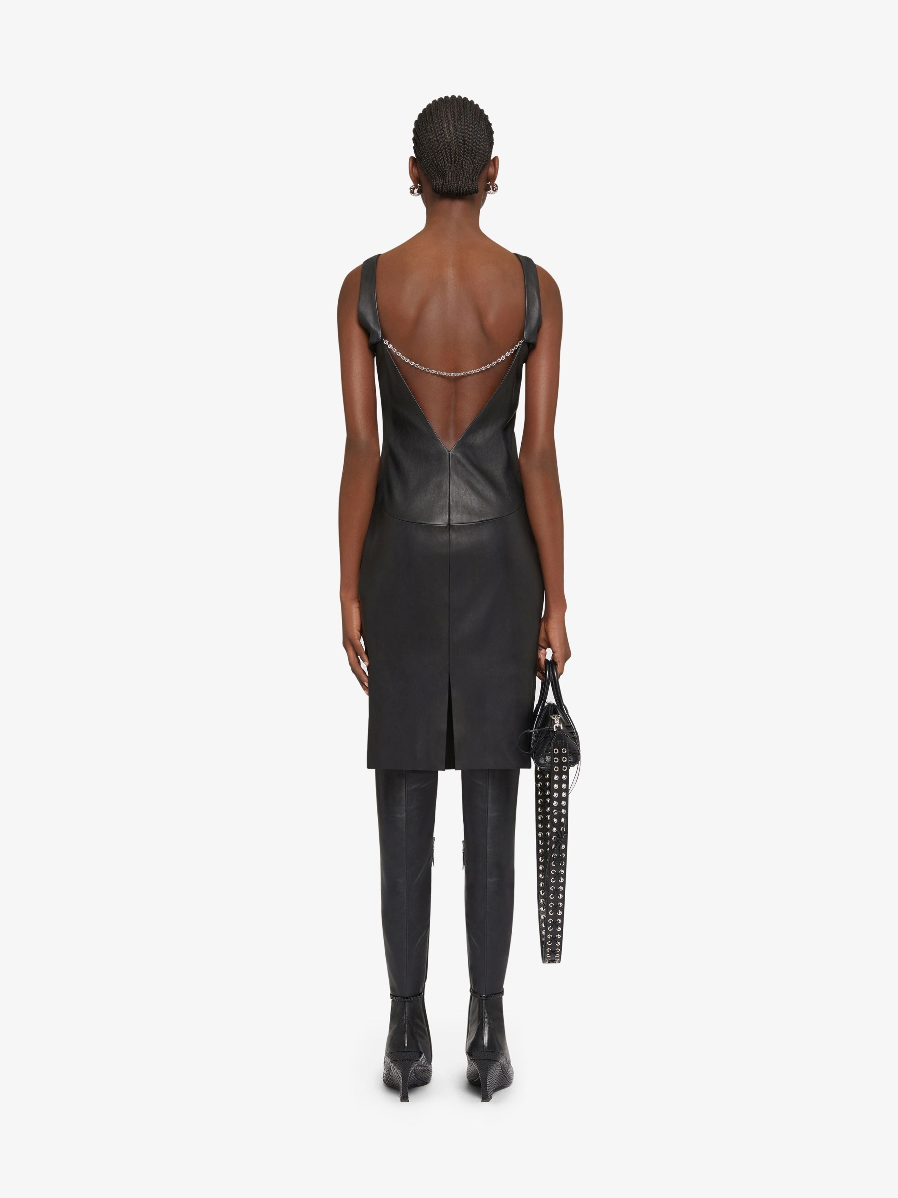 GIVENCHY WOMEN'S LEATHER TWISTED DRESS W/ CHAIN NWT
