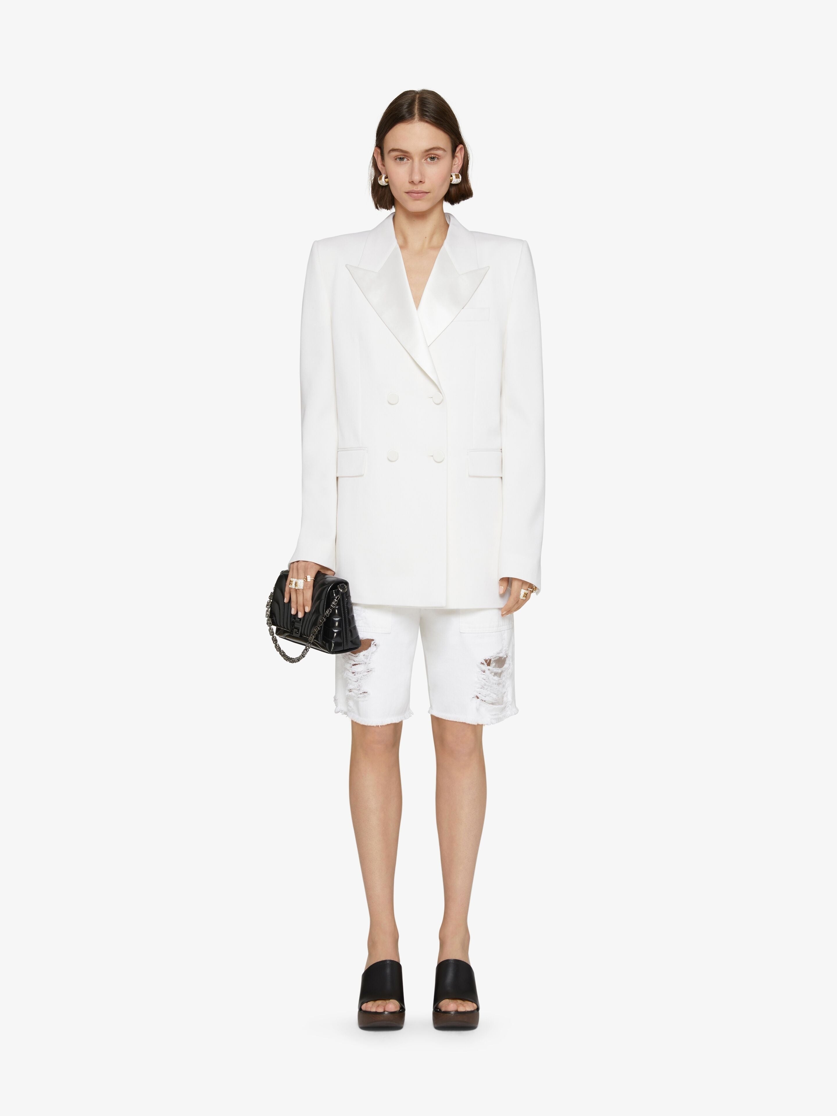 GIVENCHY WOMEN'S WHITE DOUBLE-BREASTED TUXEDO JACKET