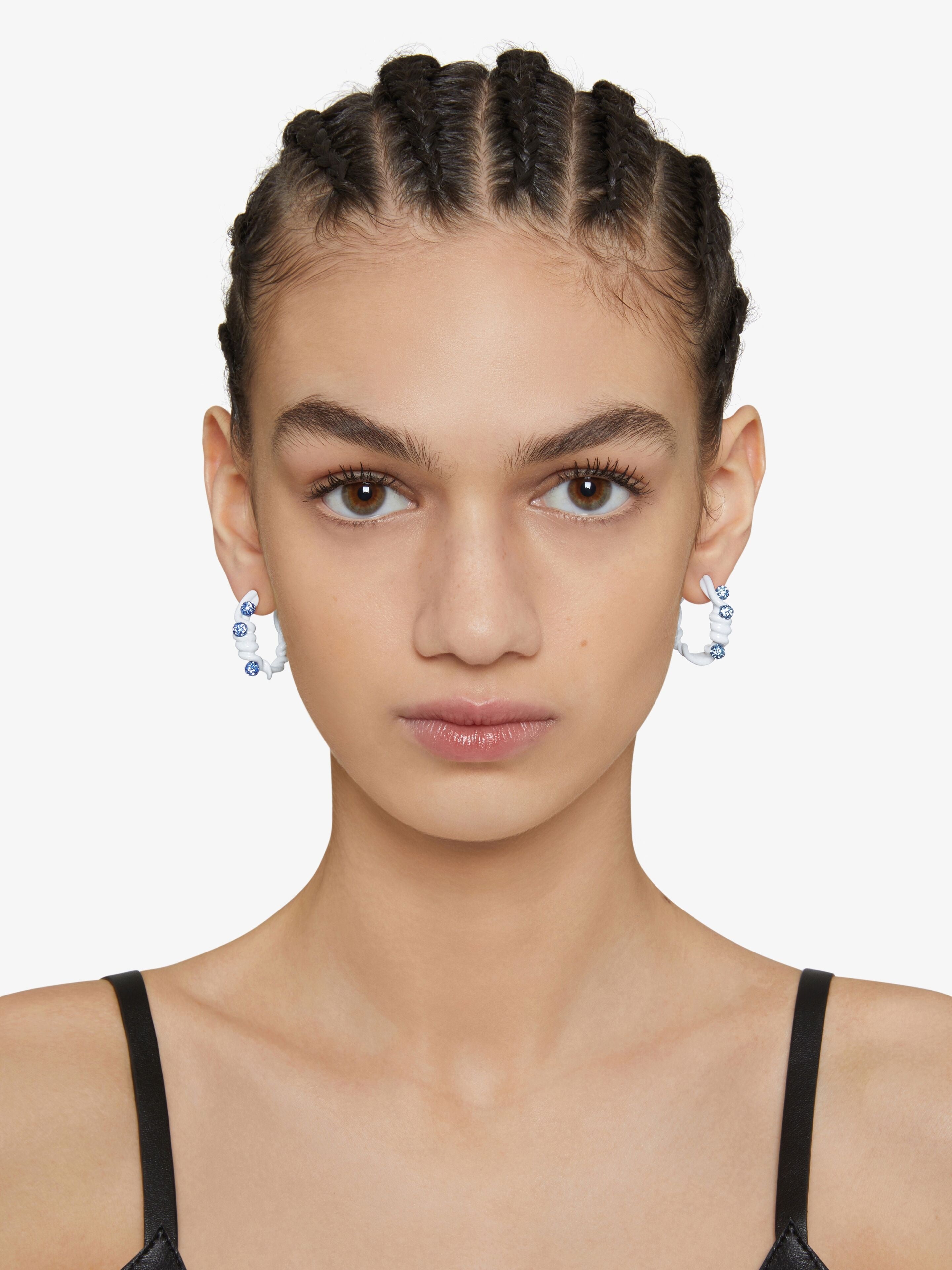 GIVENCHY WOMEN'S TWISTED CRYSTAL HOOP EARRINGS NWT