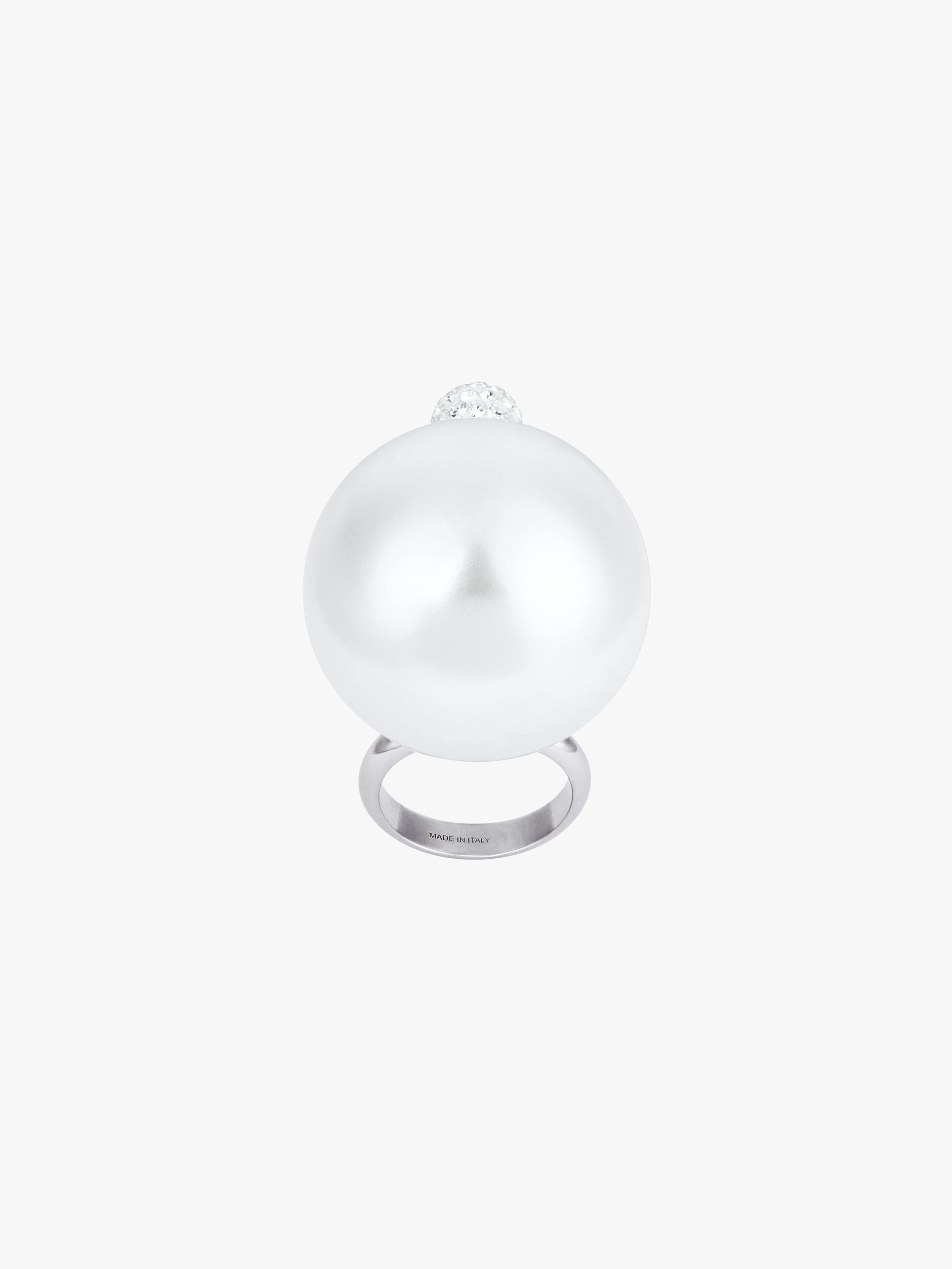 GIVENCHY WOMEN'S 4G PEARL CHUNKY CRYSTAL LARGE RING NWT