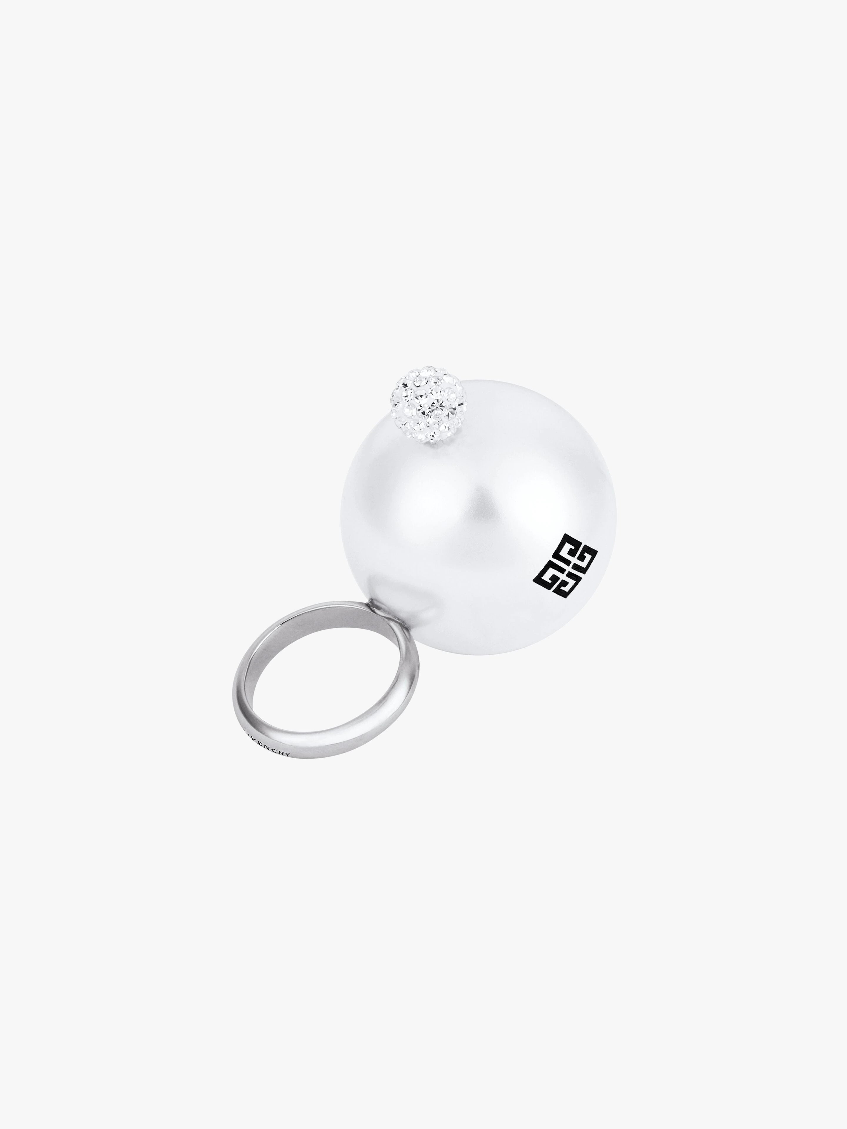 GIVENCHY WOMEN'S 4G PEARL CHUNKY CRYSTAL LARGE RING NWT