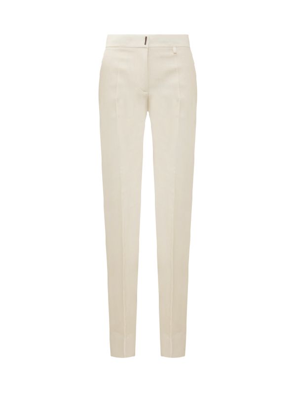 GIVENCHY WOMEN'S IVORY TAPERED TROUSERS WITH BAR CLOSURE