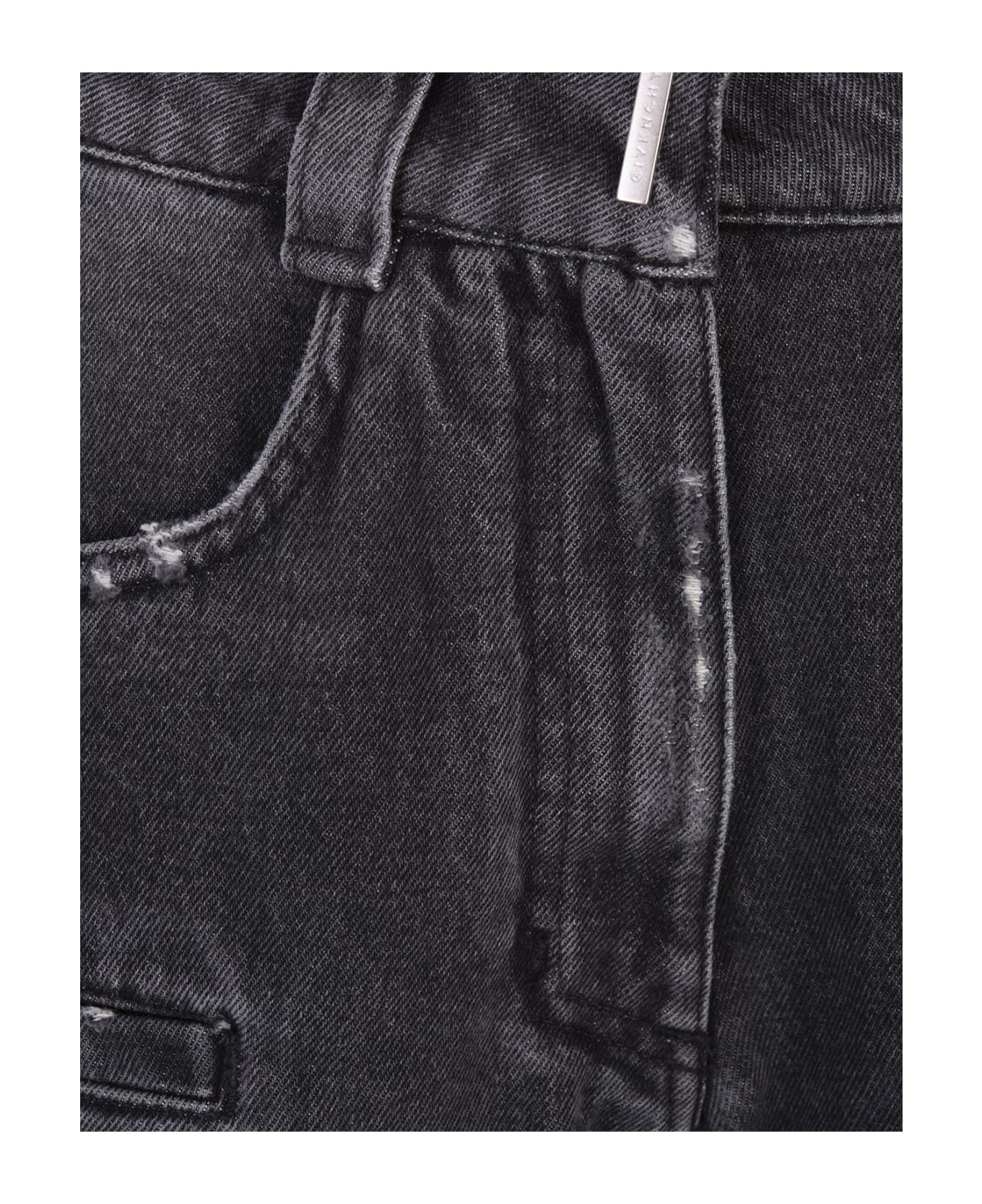 GIVENCHY WOMEN'S BLACK DISTRESSED CARGO BERMUDA SHORTS