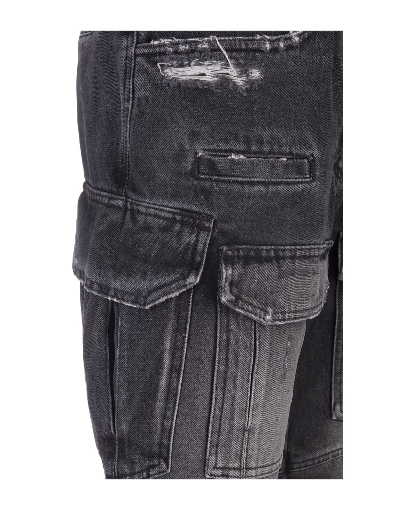 GIVENCHY WOMEN'S BLACK DISTRESSED CARGO BERMUDA SHORTS