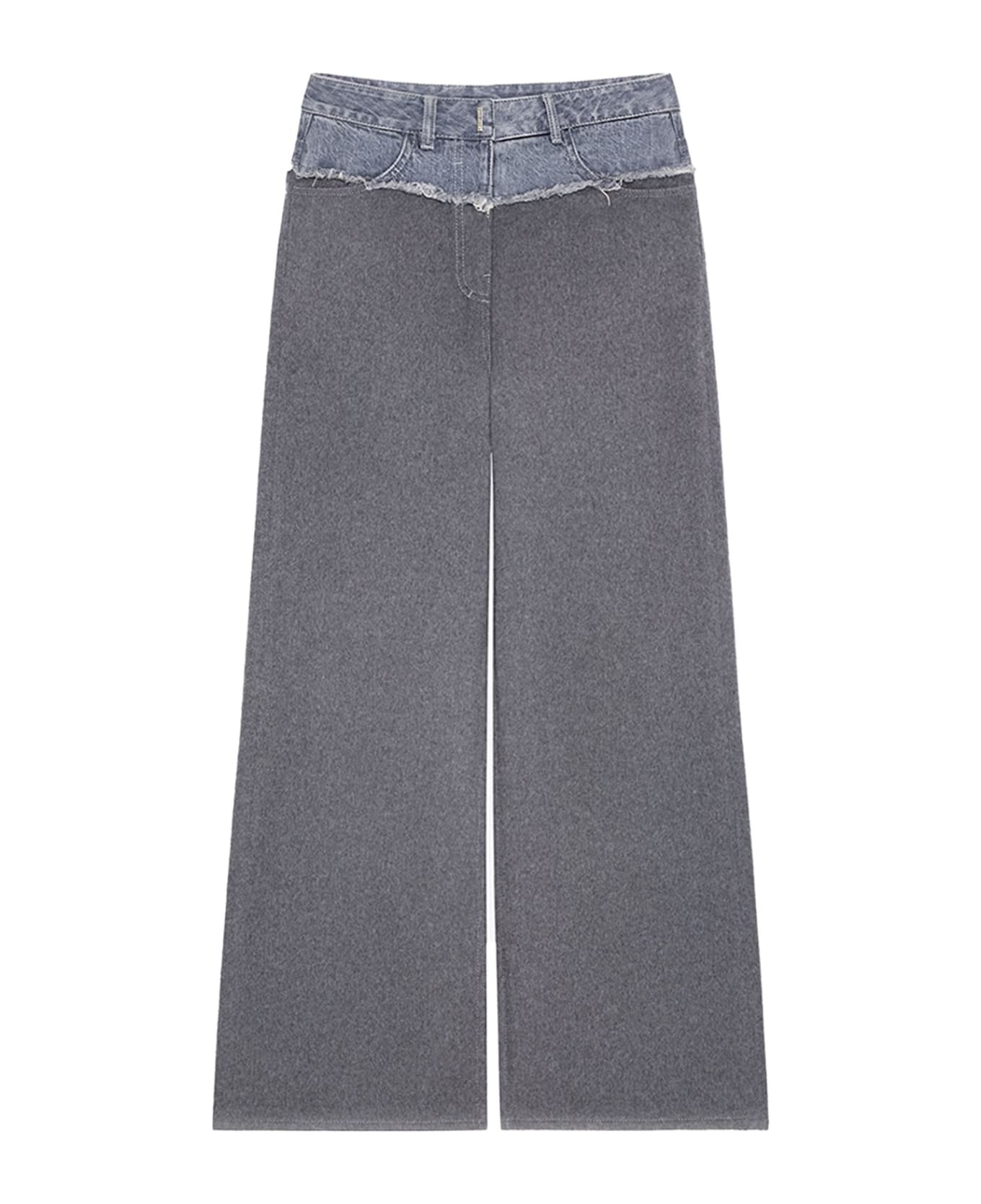 GIVENCHY WOMEN'S GRAY BI-MATERIAL WIDE-LEG TROUSERS