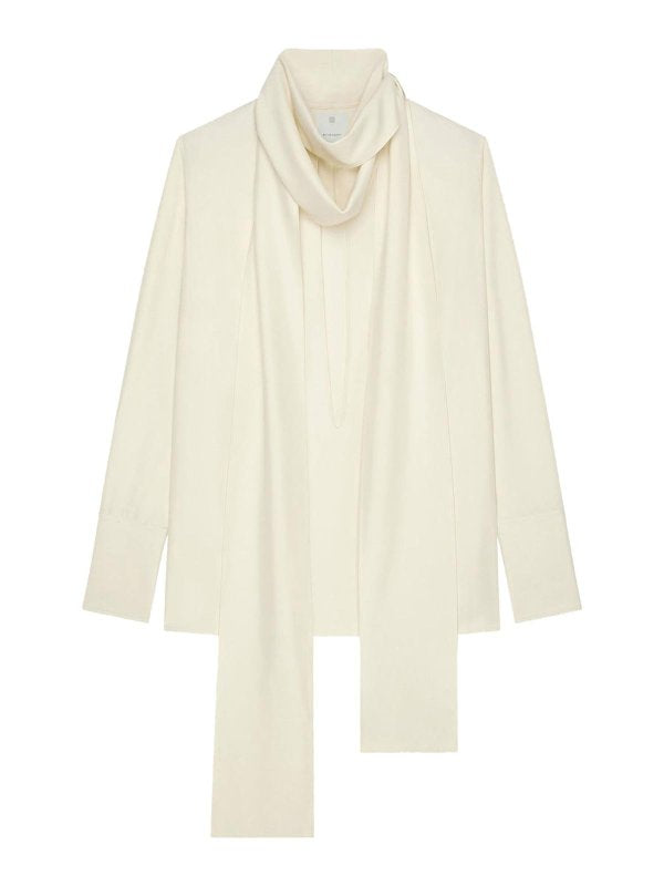 GIVENCHY WOMEN'S CREAM FOULARD SCARF BLOUSE