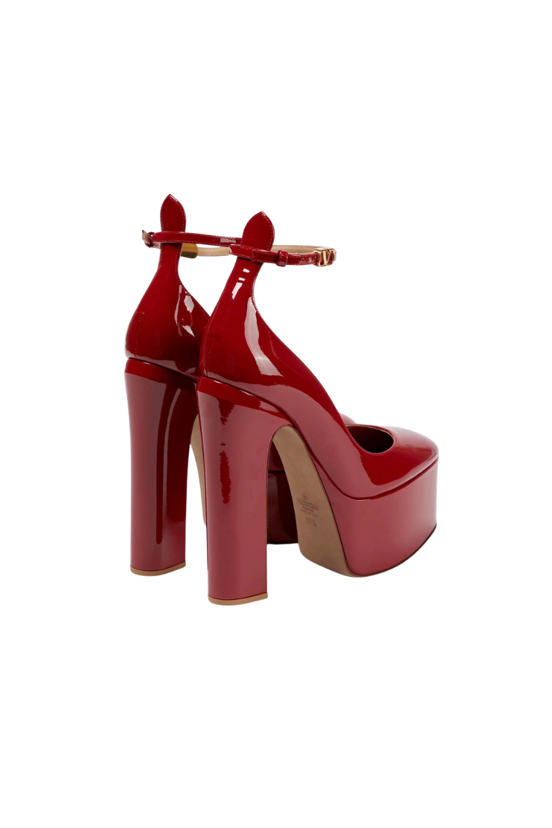 Valentino Garavani Tan-Go 155mm Patent Leather Platform Pumps In Red