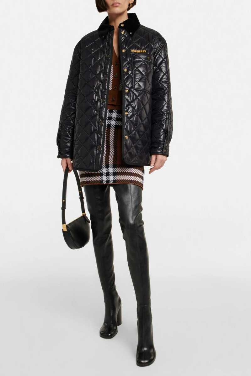 Burberry Women's Corduroy Collar Diamond Quilted Jacket 'Black'