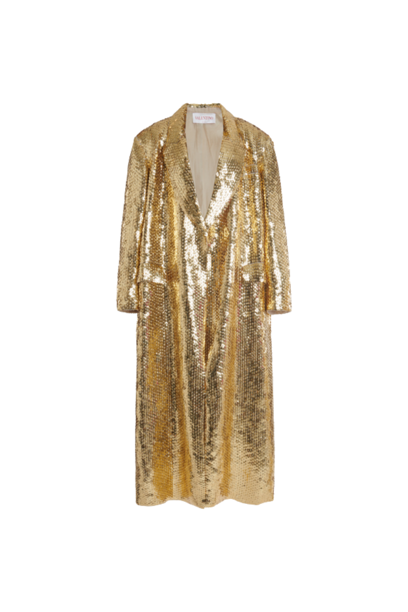Valentino Women'S Oversized Sequined Organza Coat Sand 2B0MR00S7WM_S69