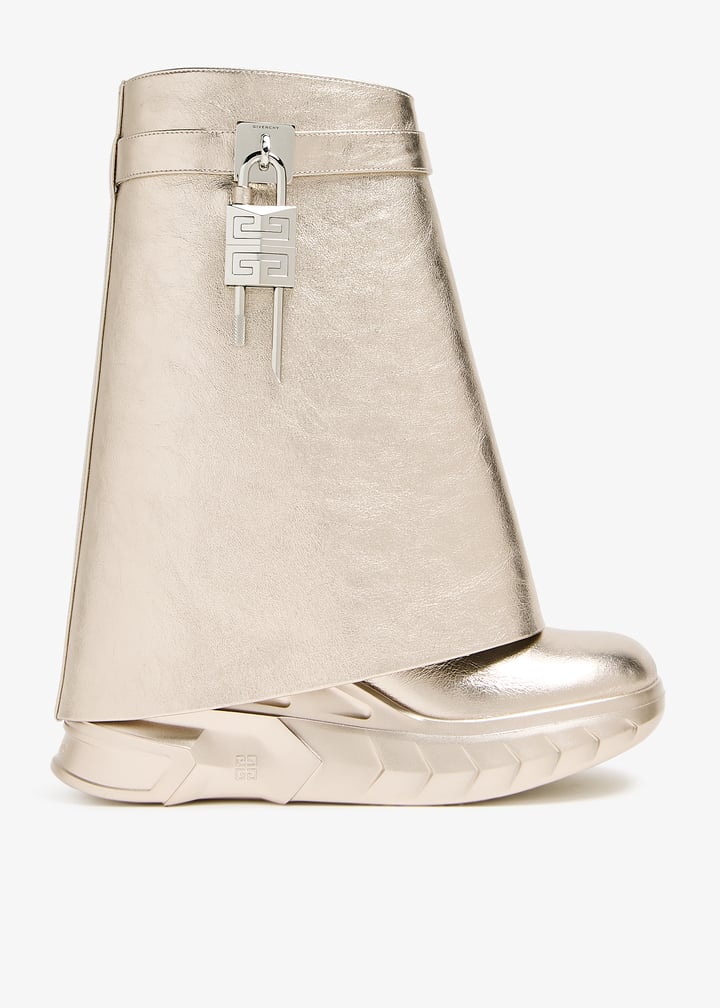 GIVENCHY WOMEN'S SHARK LOCK ANKLE BOOTS BIKER LOW WEDGE NWT