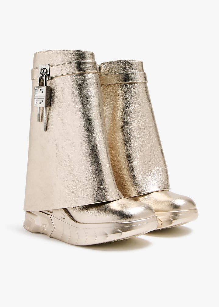 GIVENCHY WOMEN'S SHARK LOCK ANKLE BOOTS BIKER LOW WEDGE NWT