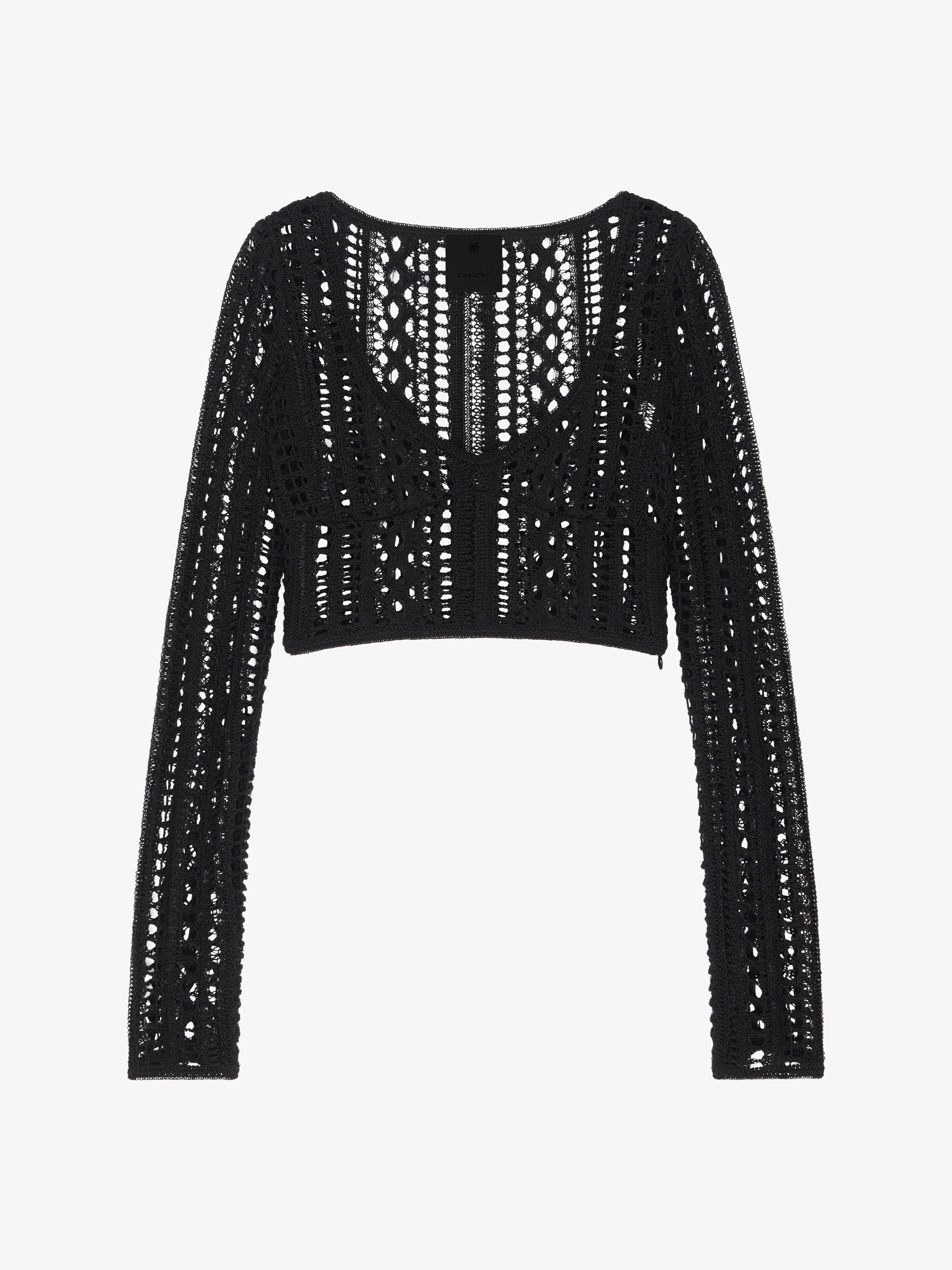 GIVENCHY WOMEN'S BLACK CROCHET CROPPED SWEATER