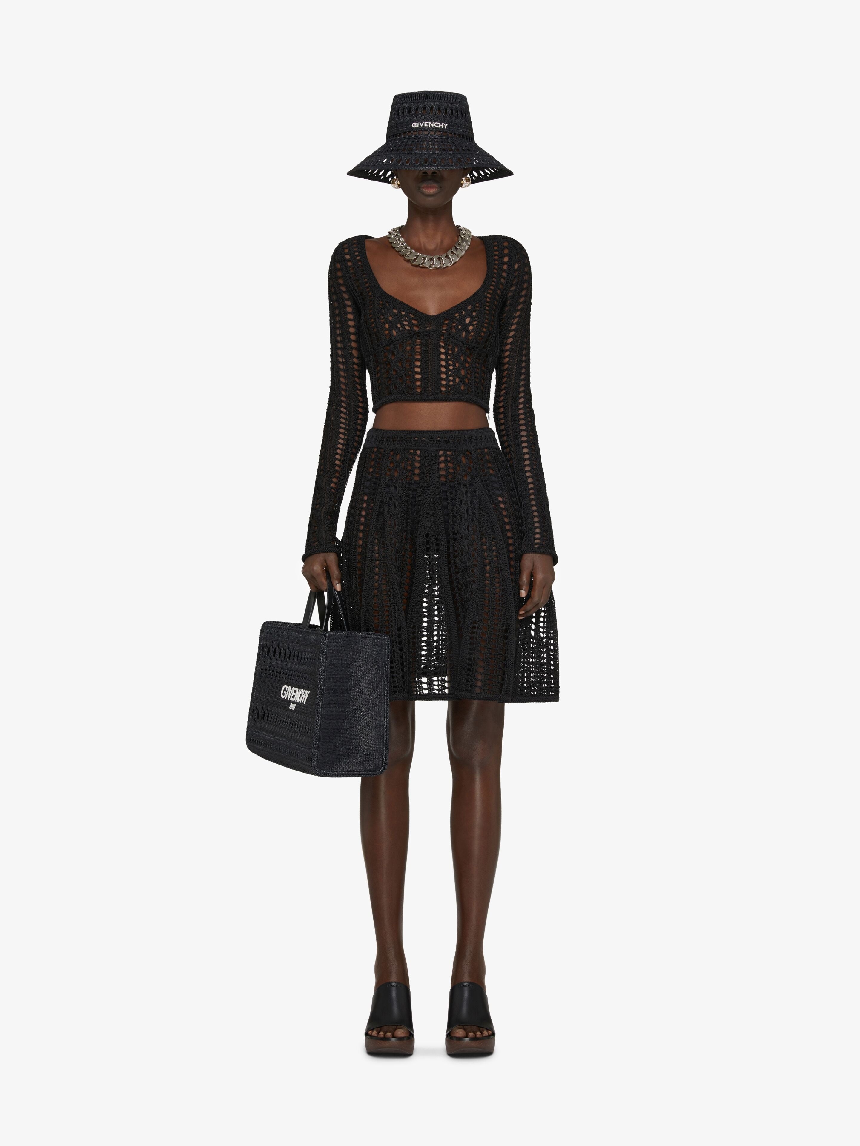 GIVENCHY WOMEN'S BLACK CROCHET CROPPED SWEATER