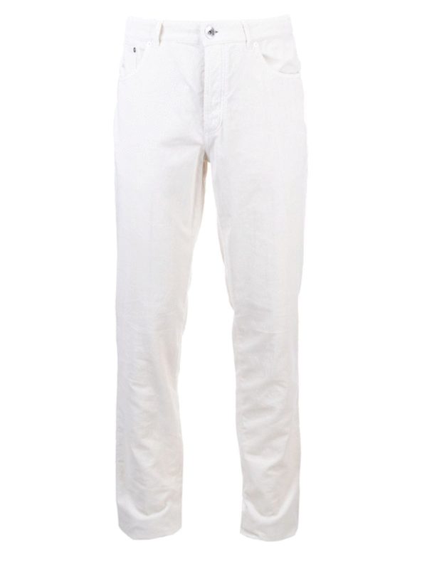 BRUNELLO CUCINELLI MEN'S OFF-WHITE STRAIGHT-LEG TROUSERS