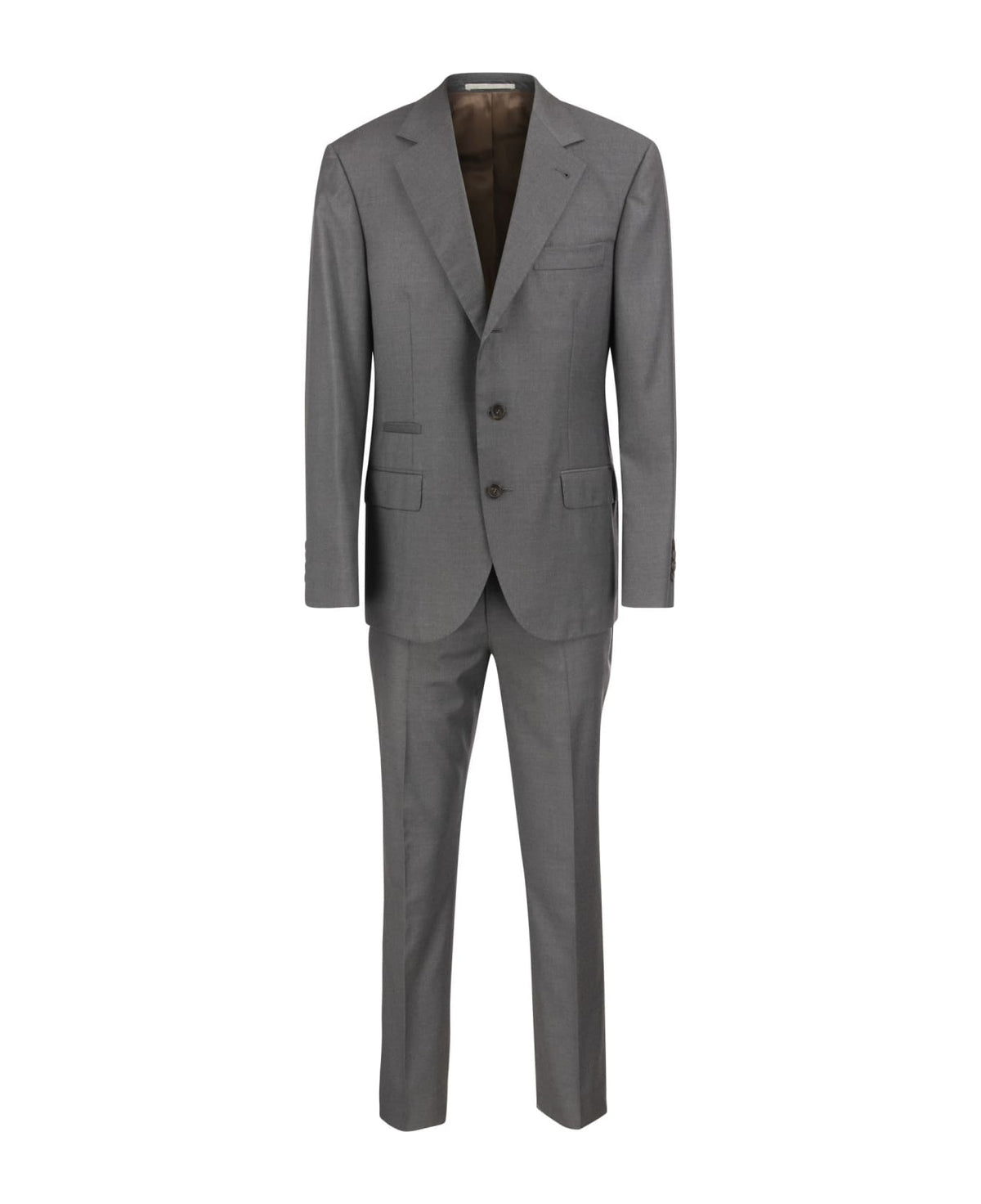 BRUNELLO CUCINELLI MEN'S MEDIUM GREY WOOL TAILORED BLAZER
