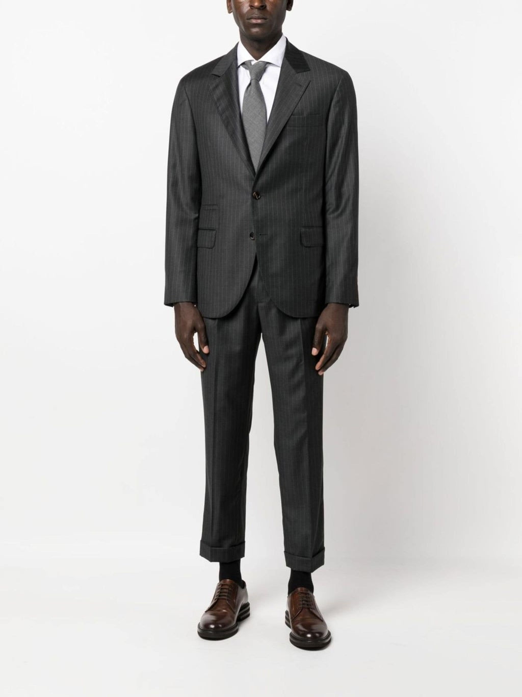 BRUNELLO CUCINELLI MEN'S DARK GREY WOOL TAILORED JACKET