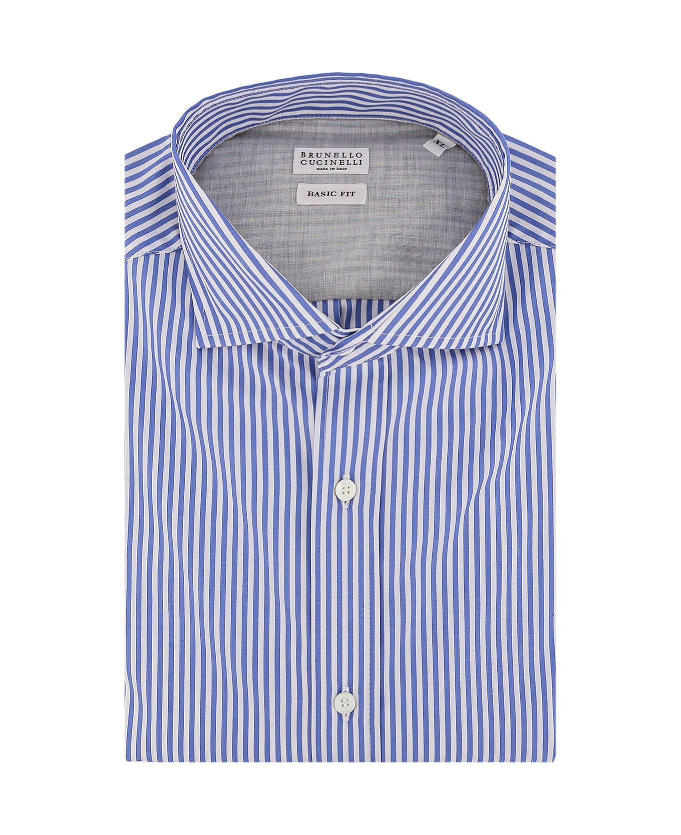 BRUNELLO CUCINELLI MEN'S BLUE STRIPED BUTTON-DOWN SHIRT