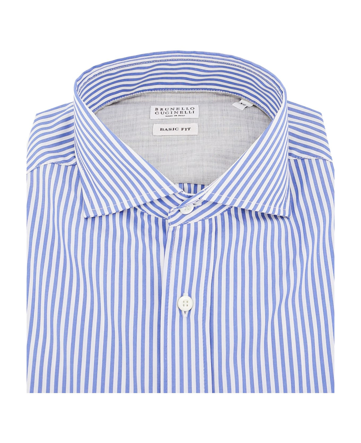 BRUNELLO CUCINELLI MEN'S BLUE STRIPED BUTTON-DOWN SHIRT