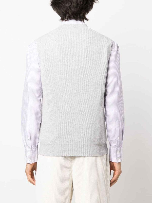 BRUNELLO CUCINELLI MEN'S PEBBLE RIBBED CASHMERE KNIT VEST
