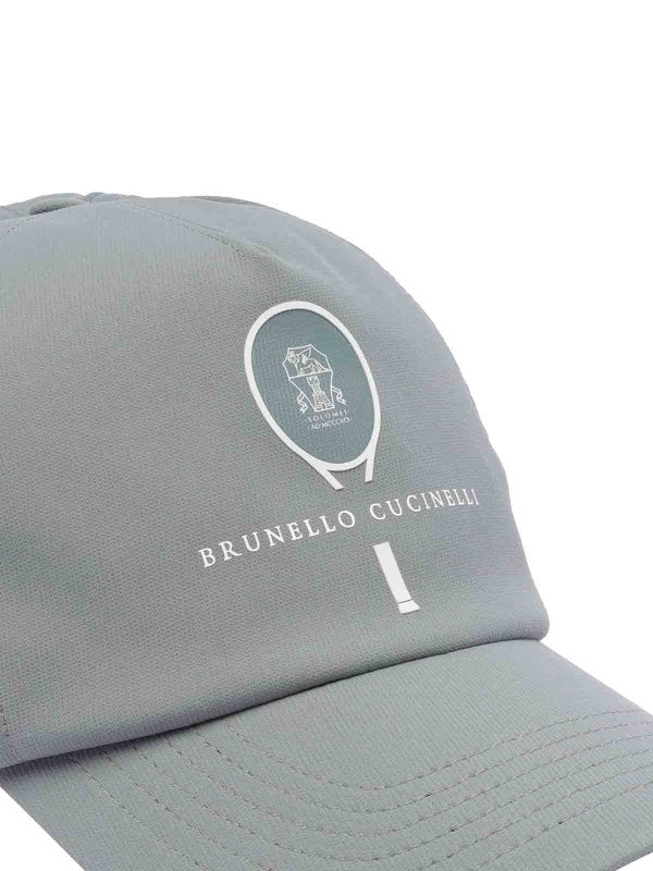 BRUNELLO CUCINELLI MEN'S LIGHT GREY LOGO HAT