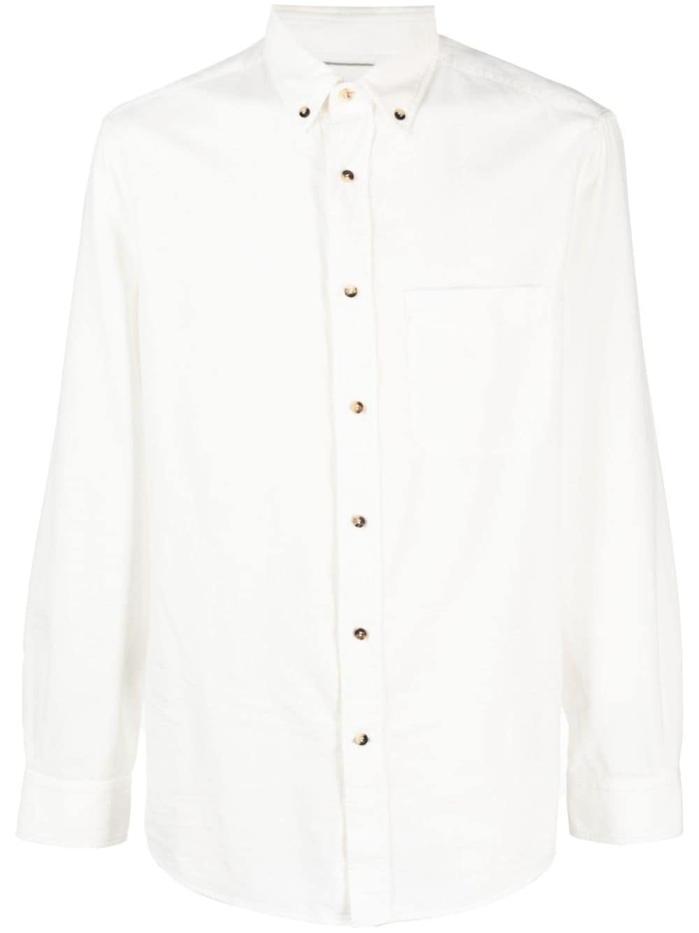 BRUNELLO CUCINELLI MEN'S SNOW BUTTON DOWN SHIRT