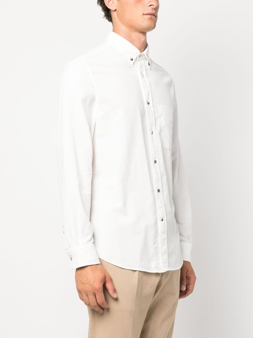BRUNELLO CUCINELLI MEN'S SNOW BUTTON DOWN SHIRT