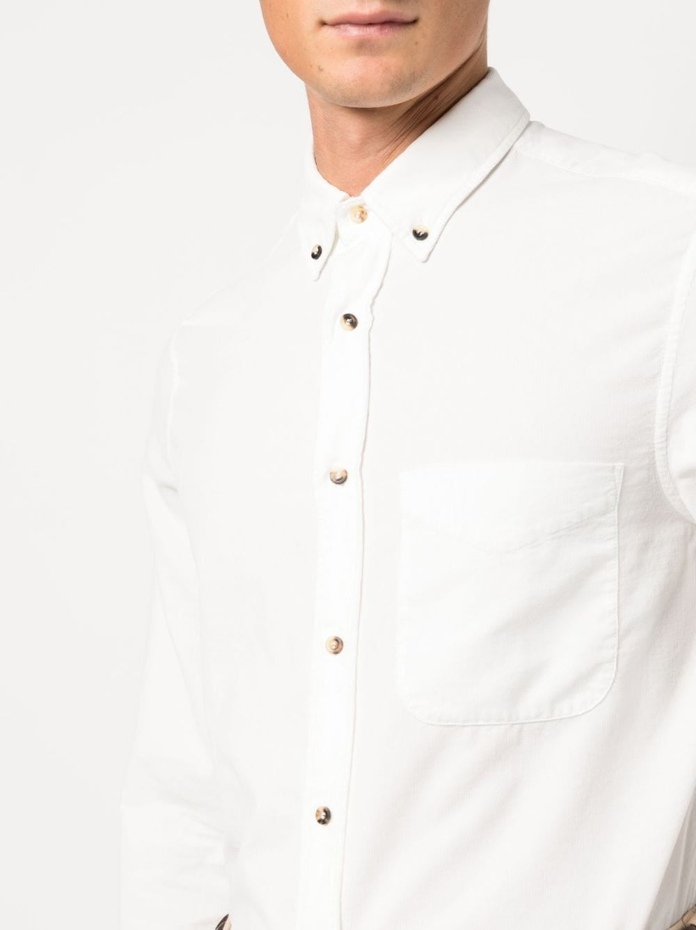 BRUNELLO CUCINELLI MEN'S SNOW BUTTON DOWN SHIRT