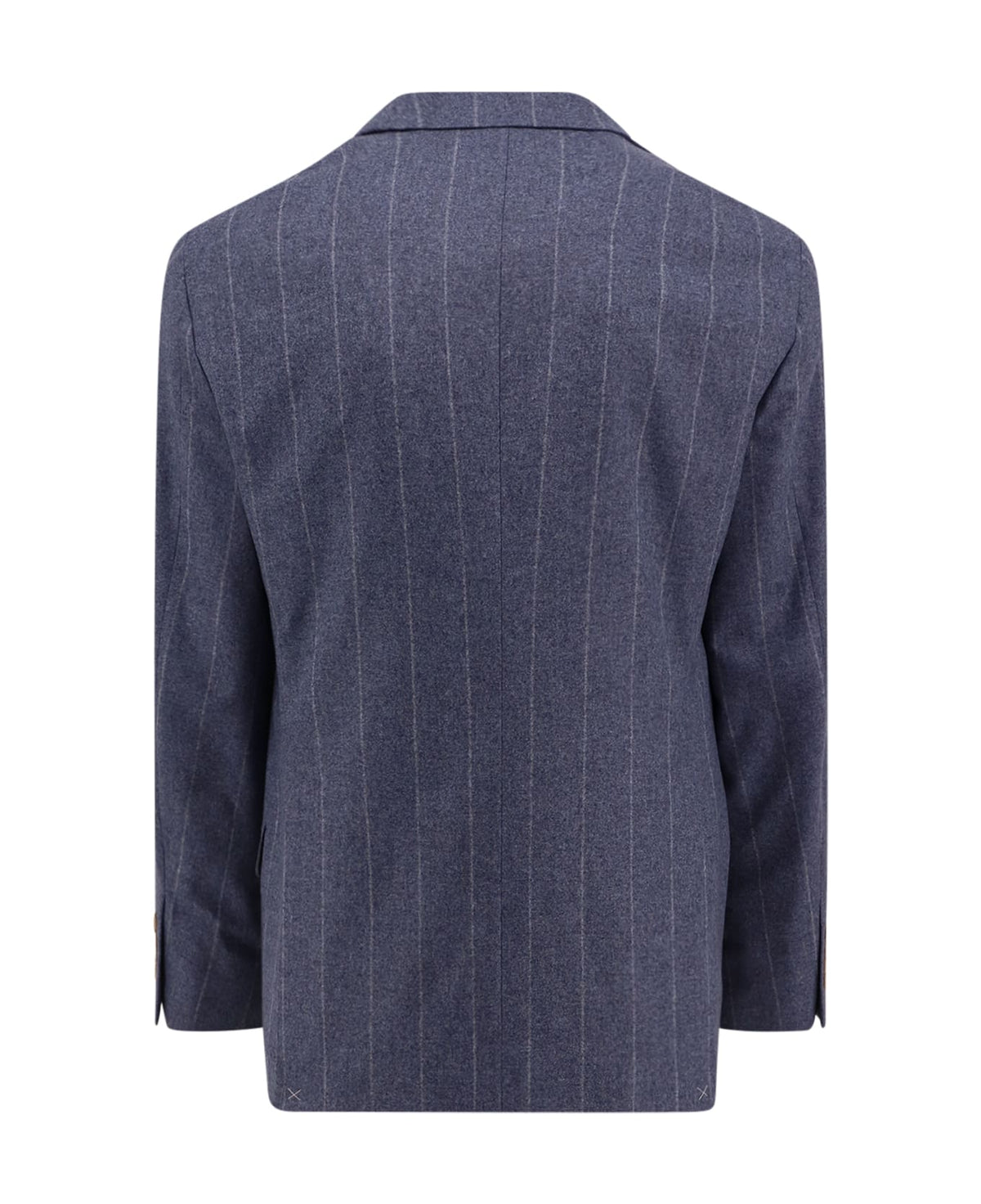 BRUNELLO CUCINELLI MEN'S DENIM WOOL SILK PINSTRIPE BLAZER