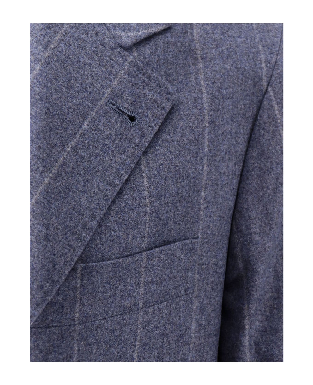 BRUNELLO CUCINELLI MEN'S DENIM WOOL SILK PINSTRIPE BLAZER