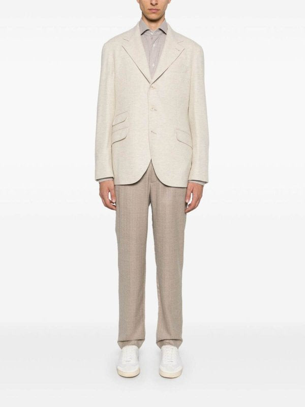 BRUNELLO CUCINELLI MEN'S BUTTER DECONSTRUCTED BLAZER