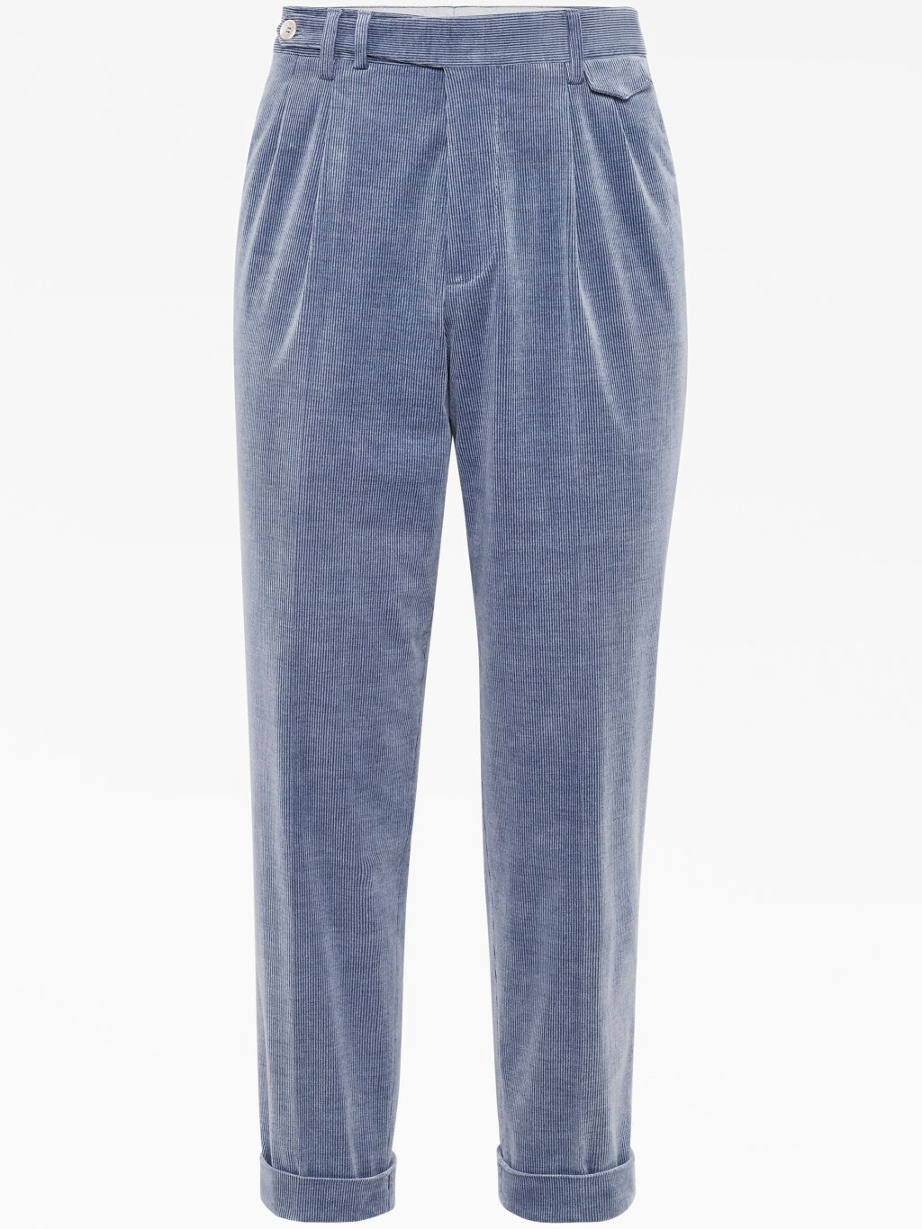 BRUNELLO CUCINELLI MEN'S DENIM COTTON WOOL PLEATED TROUSERS