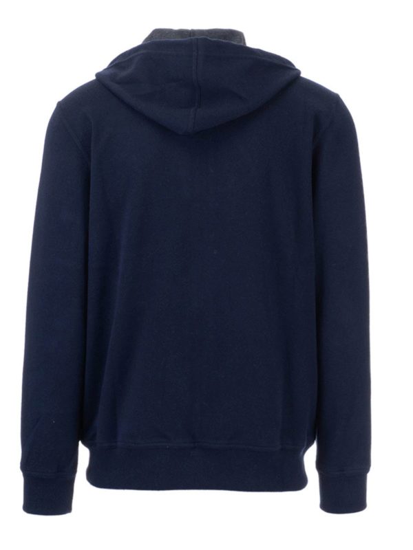 BRUNELLO CUCINELLI MEN'S BLUE WOOL ZIP HOODIE
