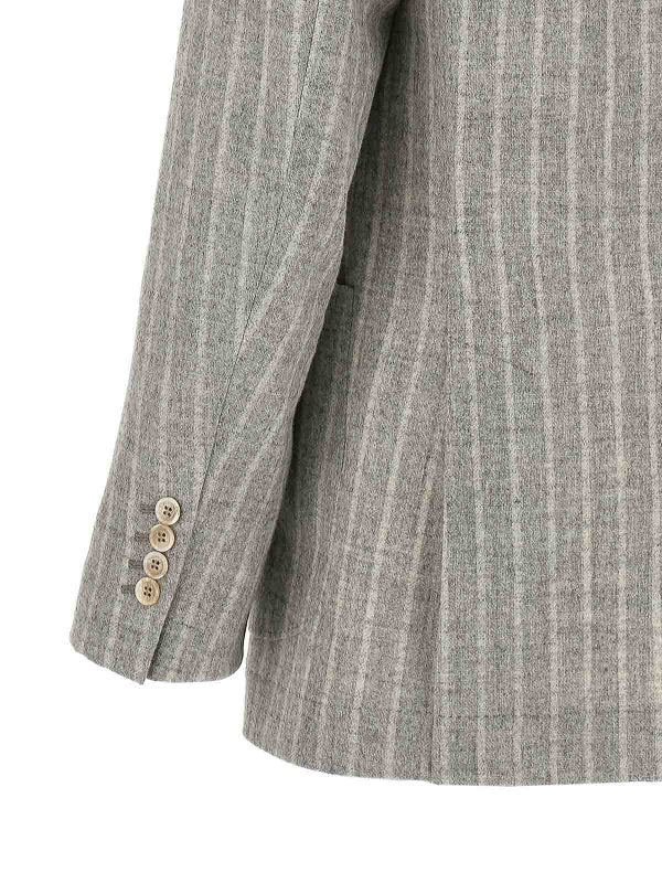 BRUNELLO CUCINELLI MEN'S LIGHT GREY WOOL BLAZER