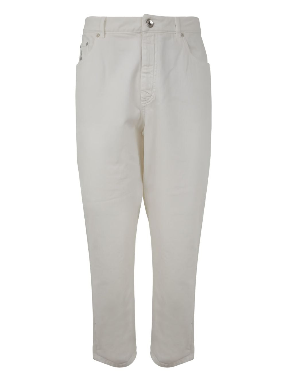 BRUNELLO CUCINELLI MEN'S OFF-WHITE STRAIGHT-LEG TROUSERS