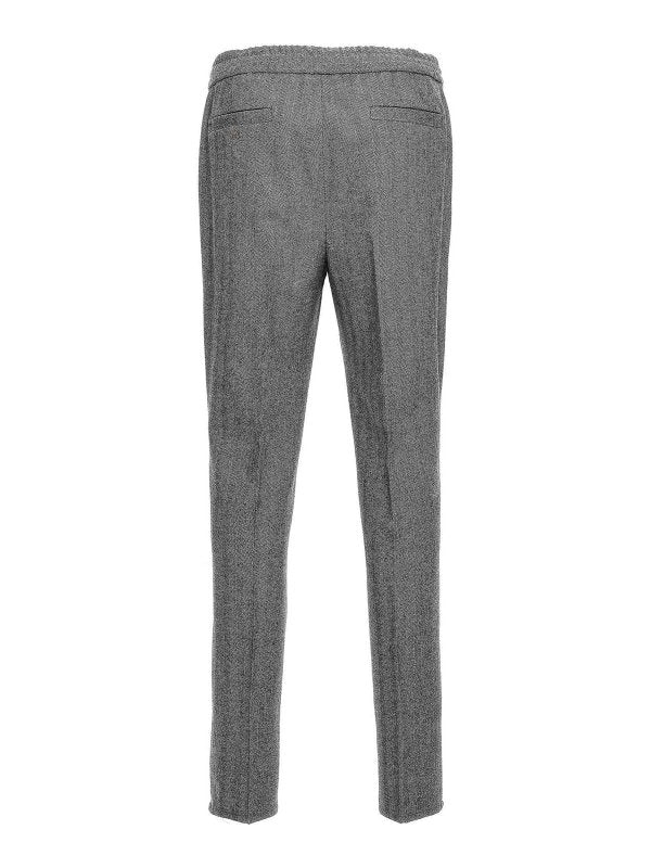 BRUNELLO CUCINELLI MEN'S MEDIUM GREY WOOL TROUSERS