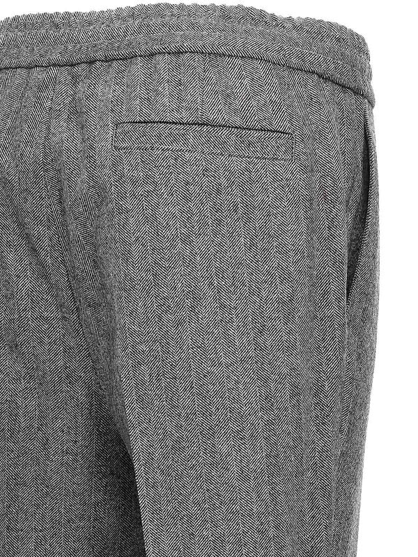 BRUNELLO CUCINELLI MEN'S MEDIUM GREY WOOL TROUSERS