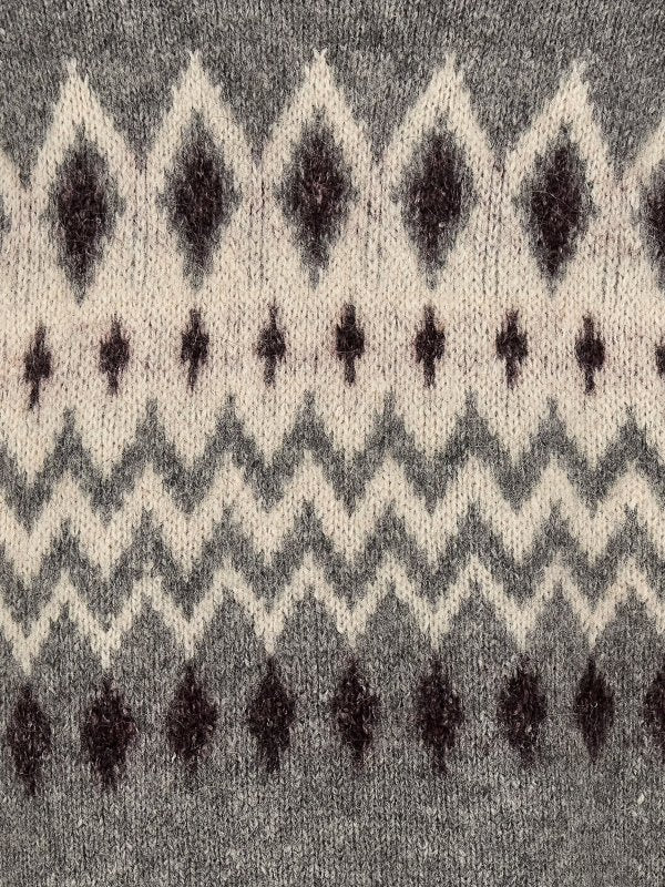 BRUNELLO CUCINELLI MEN'S GREY WOOL PATTERNED SWEATER