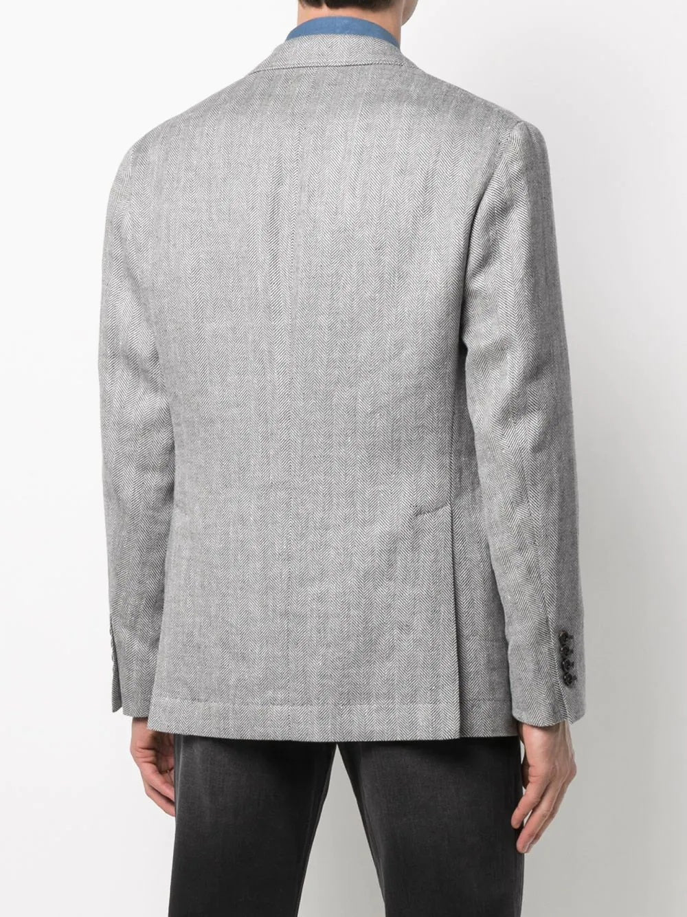 BRUNELLO CUCINELLI MEN'S GREY LINEN WOOL DECONSTRUCTED BLAZER