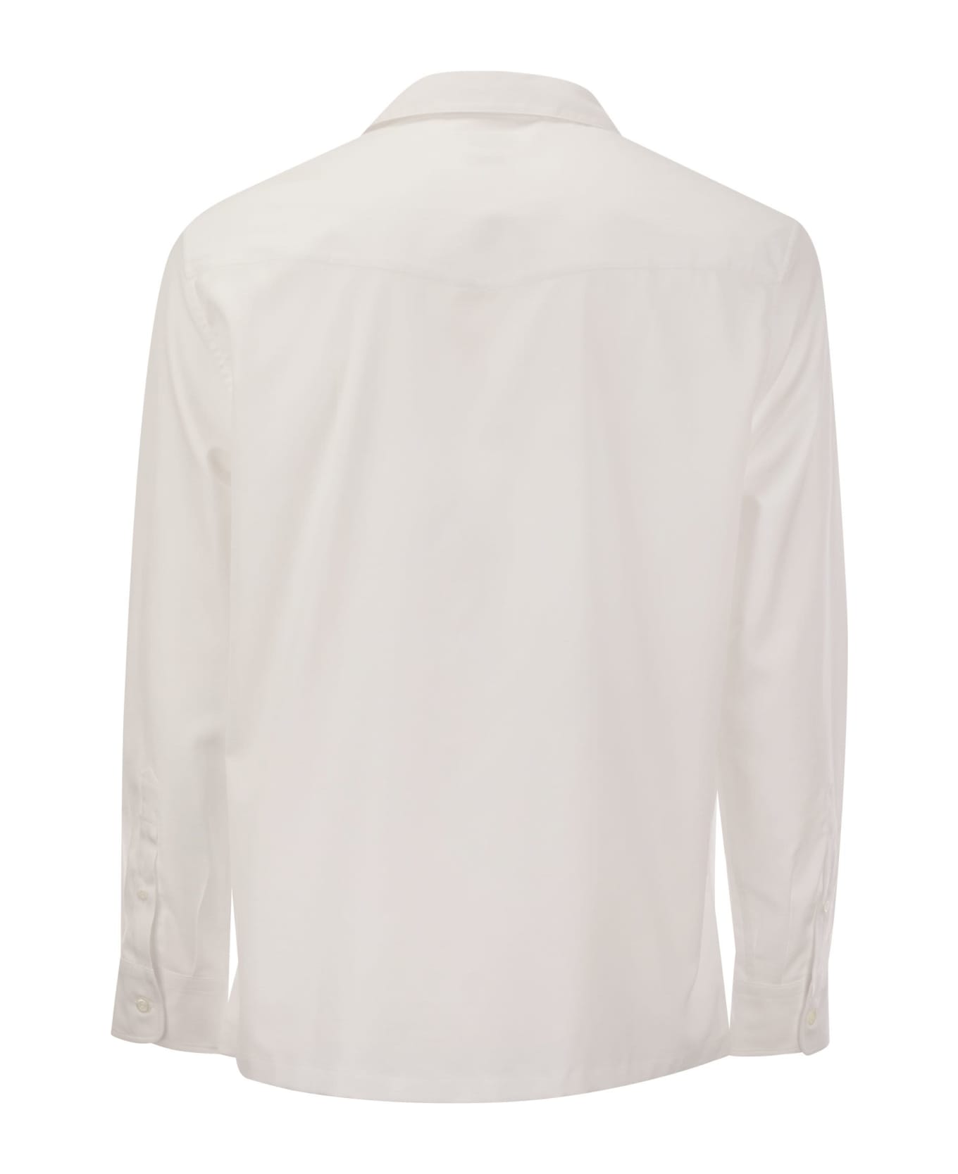BRUNELLO CUCINELLI MEN'S WHITE TAILORED BUTTON-UP SHIRT