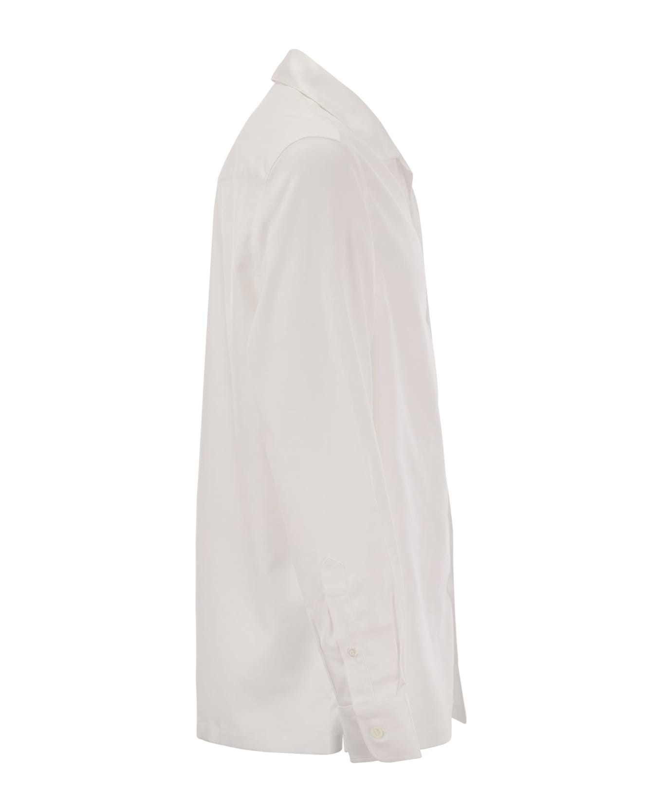 BRUNELLO CUCINELLI MEN'S WHITE TAILORED BUTTON-UP SHIRT