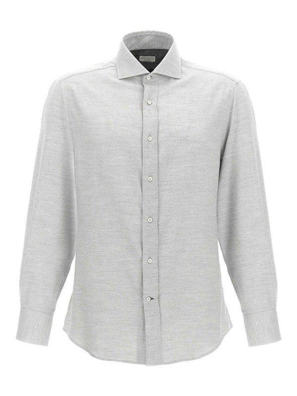 BRUNELLO CUCINELLI MEN'S PEARL COTTON LYOCELL BUTTON FRONT SHIRT