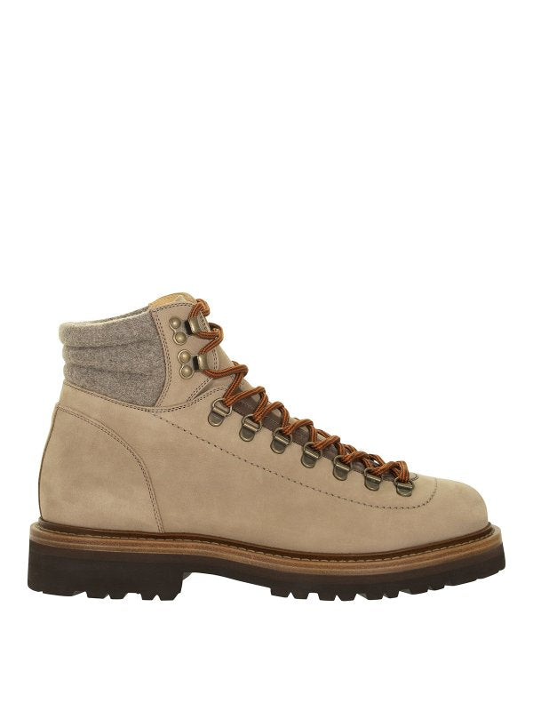 BRUNELLO CUCINELLI MEN'S HEMP LEATHER HIKING BOOT