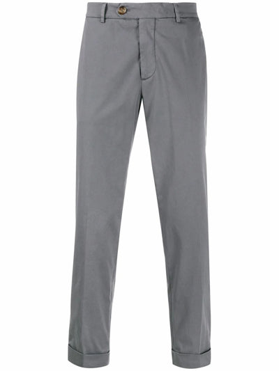 BRUNELLO CUCINELLI MEN'S GRAPHITE TAILORED TROUSERS WITH CUFFS
