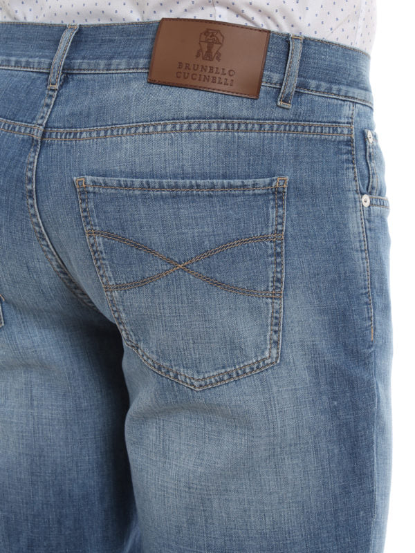 BRUNELLO CUCINELLI MEN'S LIGHT DENIM STRAIGHT-LEG JEANS