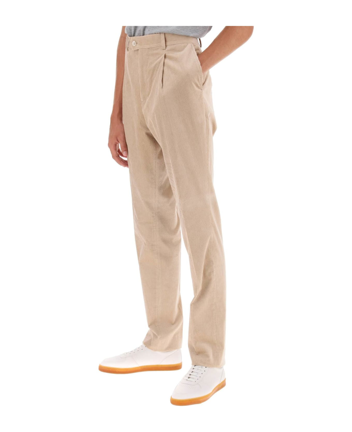 BRUNELLO CUCINELLI MEN'S CAMEL CORDUROY TROUSERS