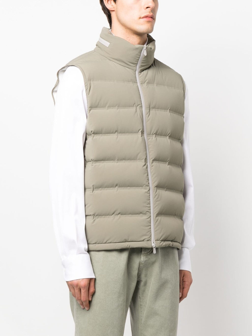 BRUNELLO CUCINELLI MEN'S BEIGE QUILTED PUFFER VEST