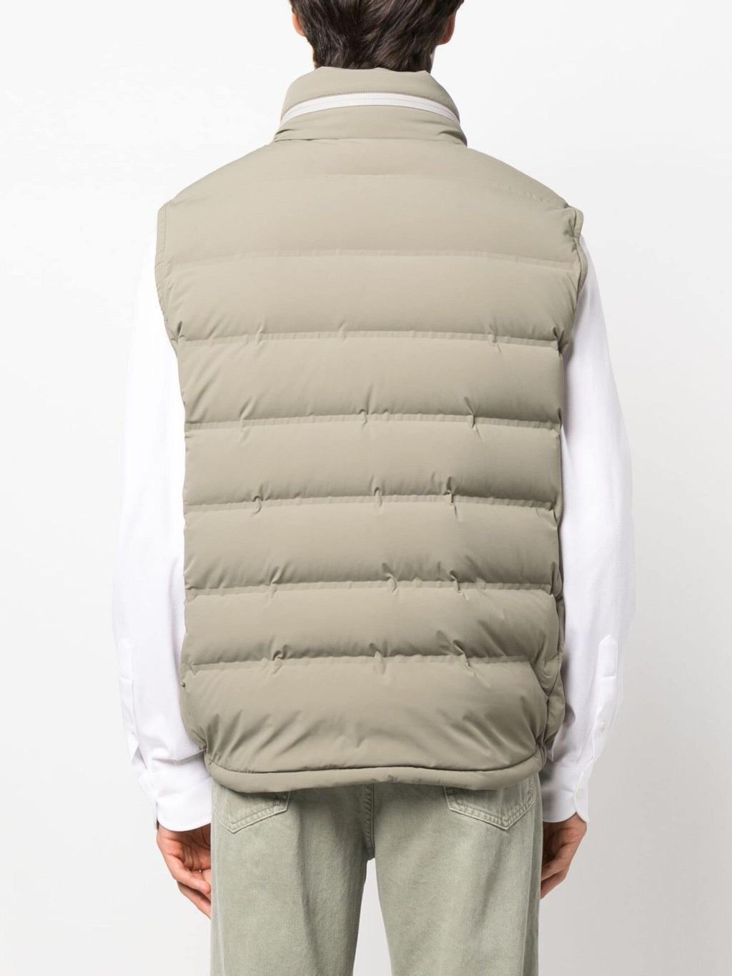 BRUNELLO CUCINELLI MEN'S BEIGE QUILTED PUFFER VEST