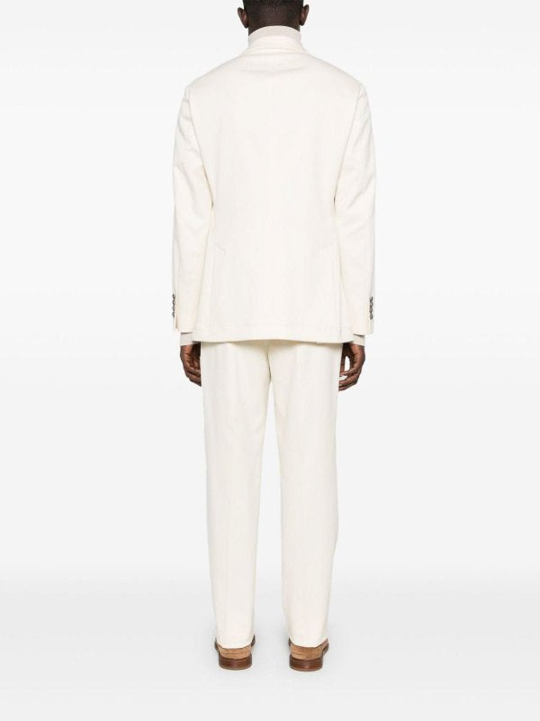 BRUNELLO CUCINELLI MEN'S CREAM WOOL TAILORED SUIT